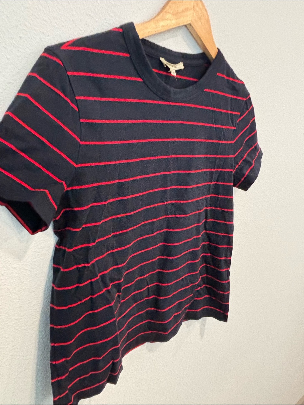 Madewell 100% Cotton Black Tee with Red Stripes Woman Size S - Picture 3 of 6